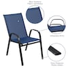 Flash Furniture 5 Pack Navy Outdoor Stack Chair w/ Flex Material 5-JJ-303C-NV-GG